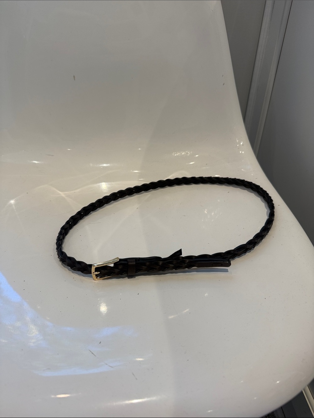 NWOT Classic Braided dark brown faux Leather Belt